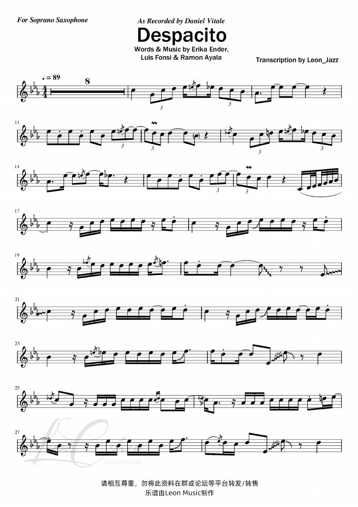 Despacito score preview