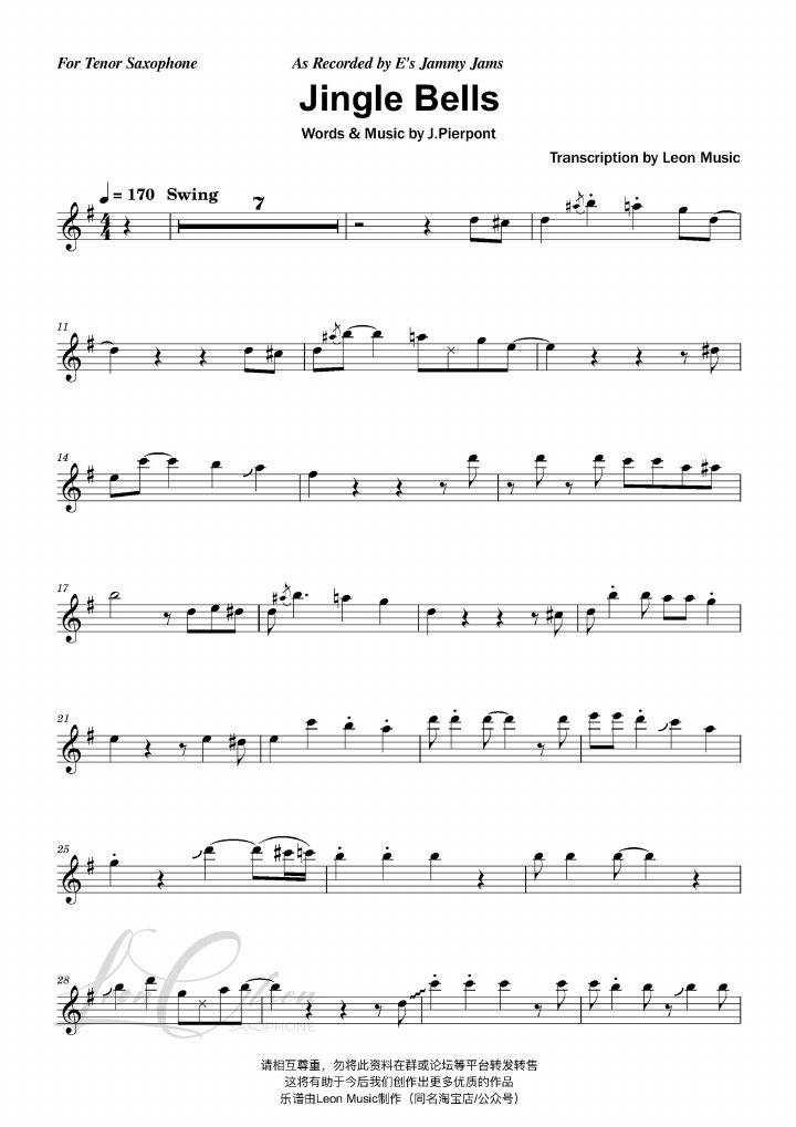 Jingle Bells score preview
